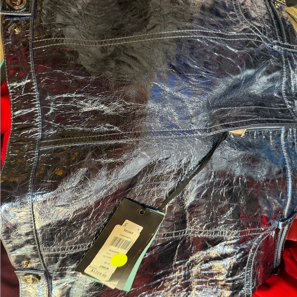 Versace Shimmering Silver Leather Bag